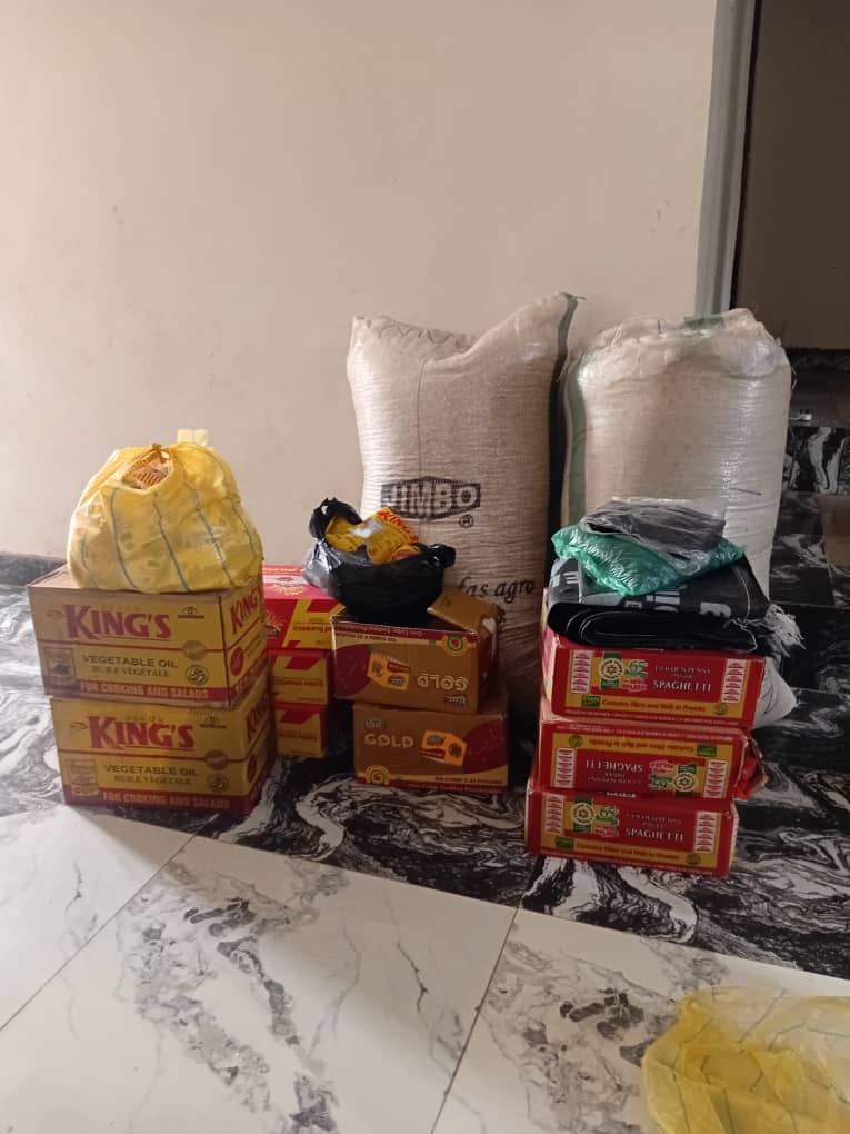 Food drive — bulk supplies prepared for distribution to families in need